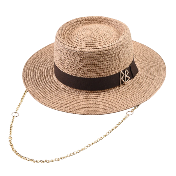 Sommer-Strohhut für Damen, 56–58 cm, eleganter Damen-Sonnenhut mit Band, Reise-Strandhut, Sonnenschutz khaki