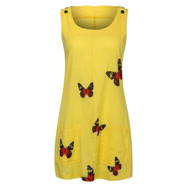 Sommerkleid für Damen mit Schmetterlingen gelb M