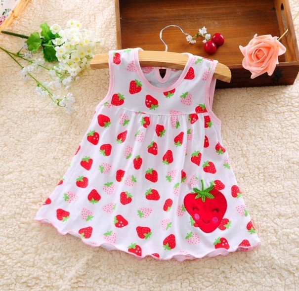 Sommerkleid für Mädchen mit Erdbeeren 3-6 Monate