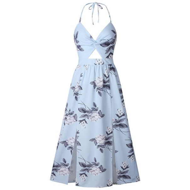 Sommerkleid mit Bindung hellblau XL