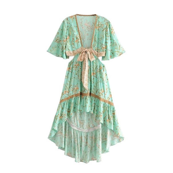 Sommerkleid mit Blumen Emilia hellgrün XS