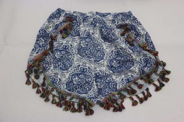 Sommershorts für Damen mit Fransen – Blau M