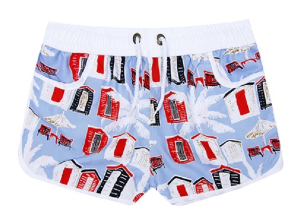 Sommershorts til par med palmer og huse S Dame