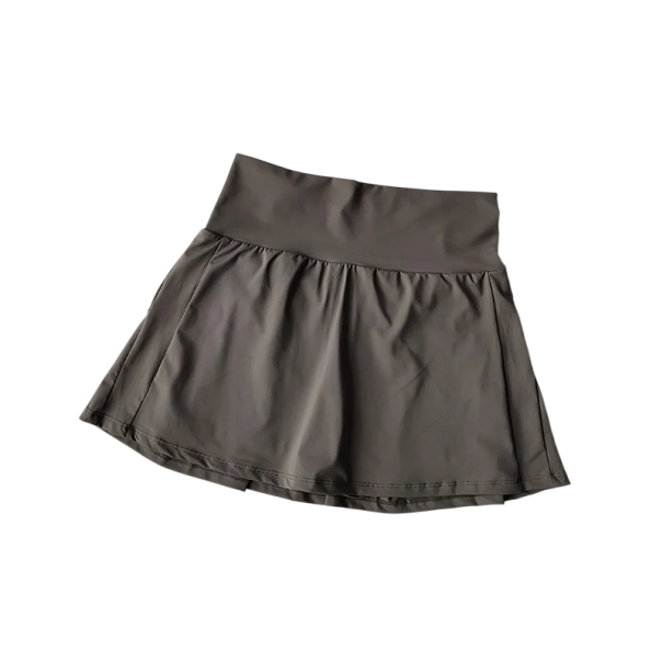 Sommersport-Plissee-Shorts-Rock mit hoher Taille, schnelltrocknend, dünner Rock mit Gesäßtasche für Laufübungen, Tennis, Fitness grau L