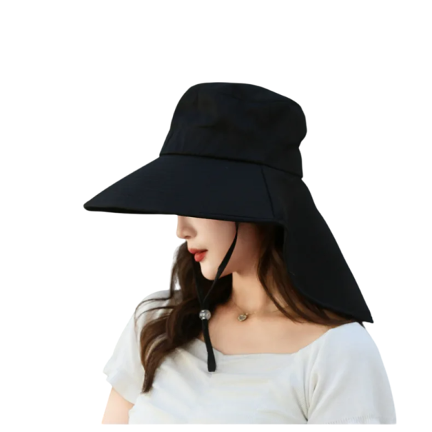 Sonnenhut für den Außenbereich, 56–60 cm, Unisex, breiter Krempe, mit Nackenschutz, UPF-Sonnenschutz, Sommerhut, Frühling/Sommer schwarz