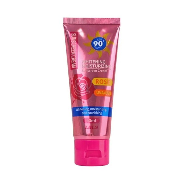 Sonnenschutzcreme SPF 90+ PA+++ Schutz vor UVA und UVB 60 ml feuchtigkeitsspendende und regenerierende isolierende Pflege mit Rosen-Duft rosa für Gesicht und Körper