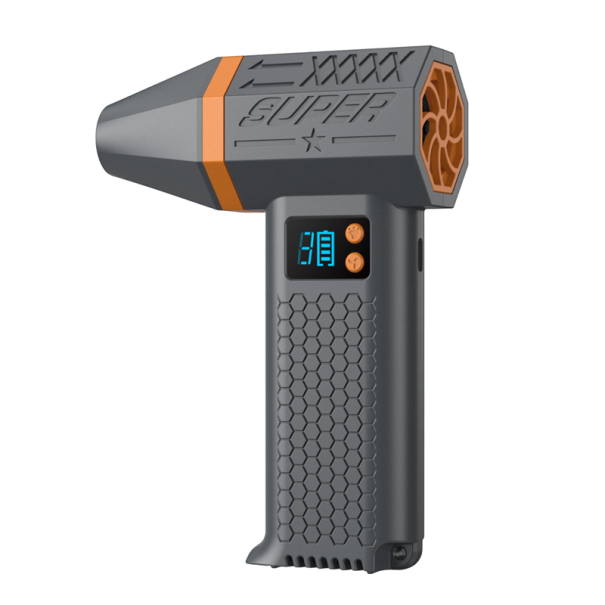 Soplador de mano turbo de 130.000 RPM, motor sin escobillas de alta potencia, 3 velocidades, USB, 2 baterías de 3000 mAh, limpieza de polvo para coche. naranja