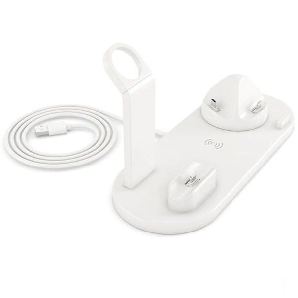 Soporte de carga Qi 10W 4 en 1 blanco