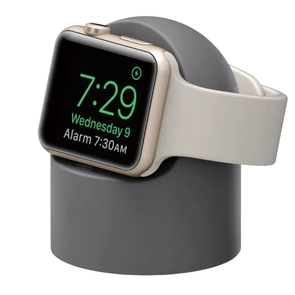 Soporte de carga rápida de silicona para Apple Watch Ultra 8 SE2 7 6 SE 4 3 Soporte de mesita de noche con forma de soporte de carga duradero gris
