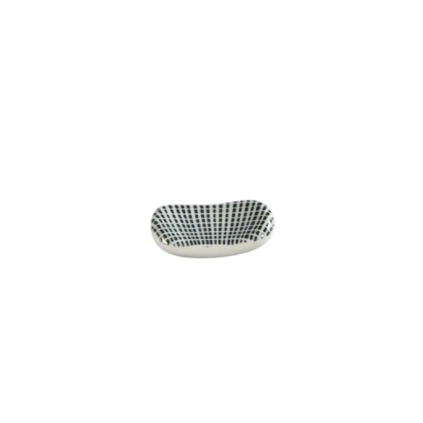 Soporte de cerámica para palillos, reposapalos japonés para palillos de mesa con patrón geométrico 5 x 3 cm, cerámica, utensilios de cocina para sushi y comida asiática negro