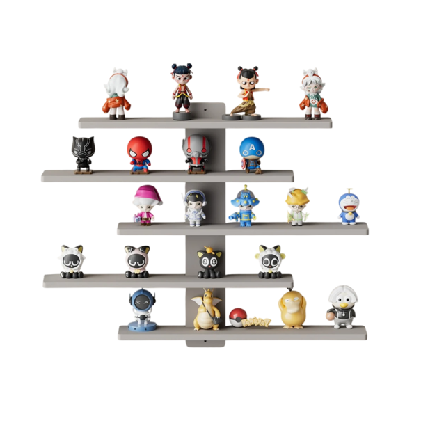 Soporte de pared ajustable con 5 estantes 37 x 7 x 37 cm Estante decorativo de pared Estante colgante de múltiples niveles para accesorios de interior gris