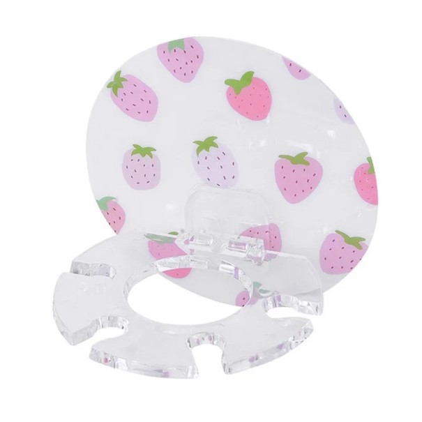 Soporte de pared autoadhesivo para cepillo de dientes y pasta de dientes con diseño de fresa Sin perforación Organizador de baño resistente al agua Fuerte adherencia 1