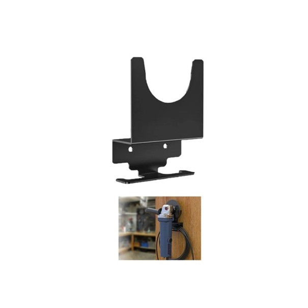 Soporte de pared para amoladora angular Soporte metálico con gancho para cable y estante para discos Kit de montaje tornillos y tacos Taller Garaje 1