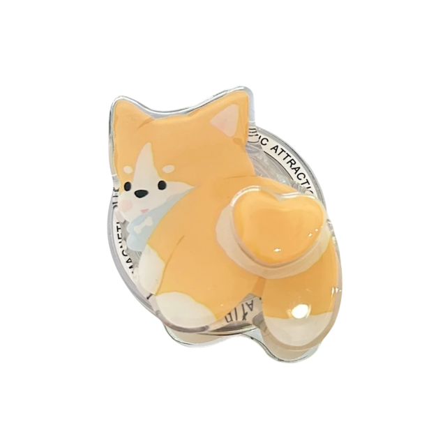 Soporte magnético giratorio para teléfono para iPhone 15 Pro Soporte de plástico con diseño de perrito Soporte de mesa giratorio 360° para casa 1