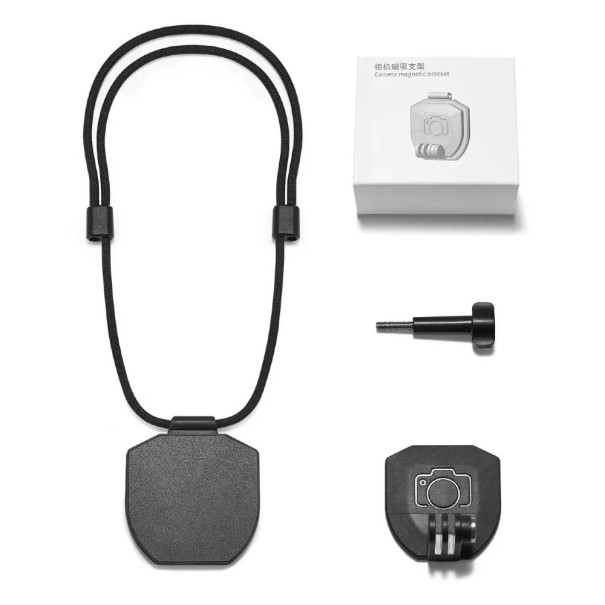 Soporte magnético para el cuello para cámara de acción 7,5 x 6,6 x 3,7 cm Adaptador giratorio de liberación rápida con correa DJI GoPro Insta360 1
