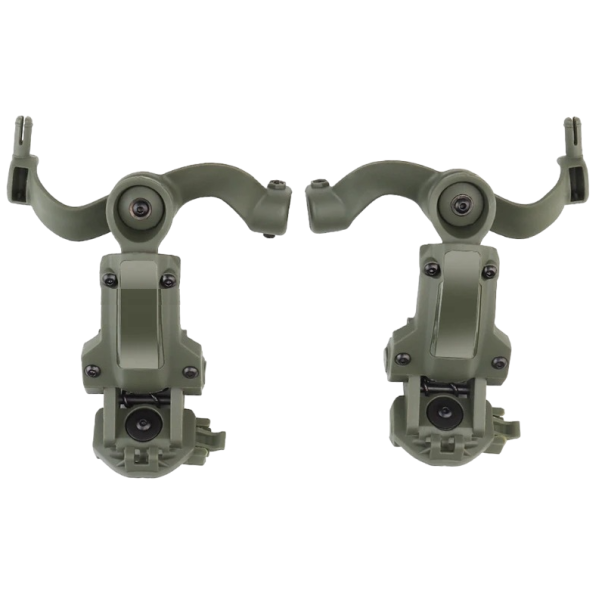 Soporte para auriculares tácticos Adaptador para casco giratorio multiángulo Accesorios para auriculares tácticos 10,5 x 13,4 x 4,5 cm verde militar