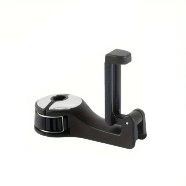 Soporte para coche en reposacabezas gancho giratorio y soporte para teléfono universal plástico ABS negro con rueda de color uso práctico plateado