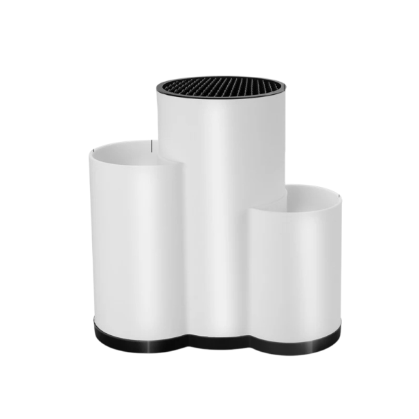 Soporte para cuchillos y utensilios de cocina 23 x 22,5 cm Bloque de tres agujeros para cuchillos y utensilios de cocina Organizador con desagüe independiente blanco