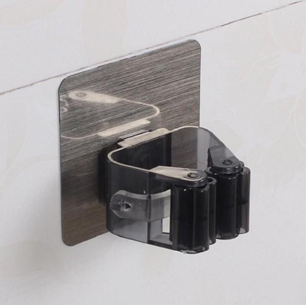 Soporte para fregona de pared negro S
