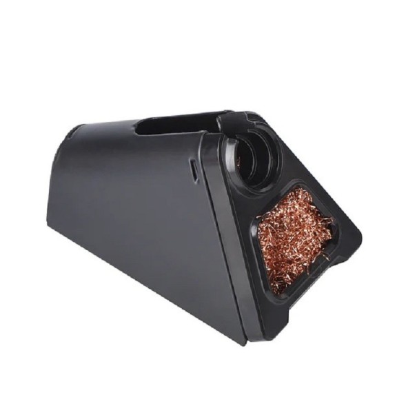 Soporte para soldador eléctrico de aleación de aluminio con alambre de cobre para limpiar el soldador Alambre de cobre de limpieza para quitar el estaño de soldadura del soldador negro