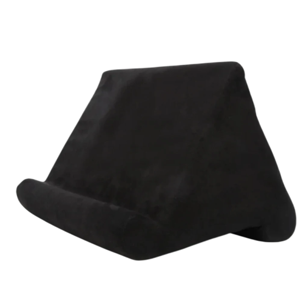 Soporte para tablet con almohada de esponja de 27 x 25 x 23 cm con respaldo y bolsillos laterales Almohadilla de posicionamiento para leer y ver vídeos negro