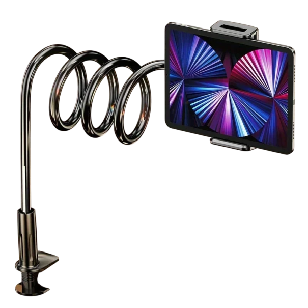 Soporte para tablet con pinza de escritorio 70 cm Cuello de cisne flexible Brazo universal para tablets 4,7-11" Soporte ajustable negro