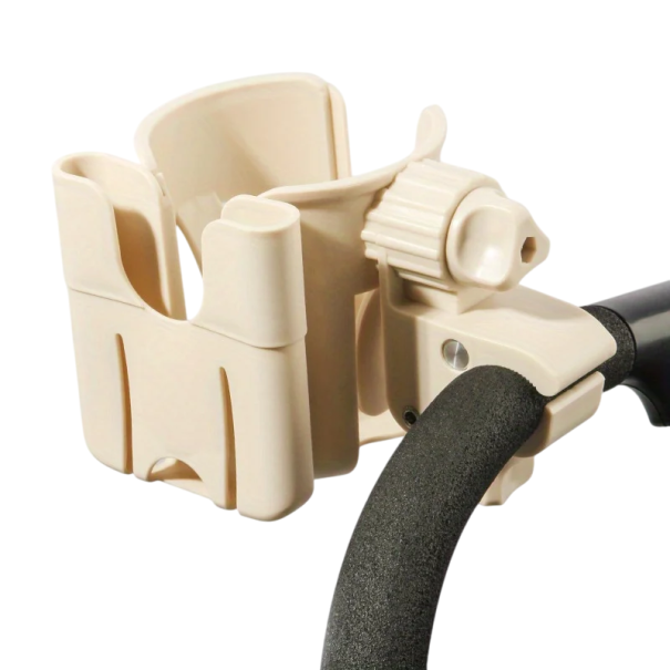 Soporte universal 2 en 1 para botella y teléfono en carrito Soporte multifuncional giratorio para bebida y teléfono móvil Soporte ajustable beige