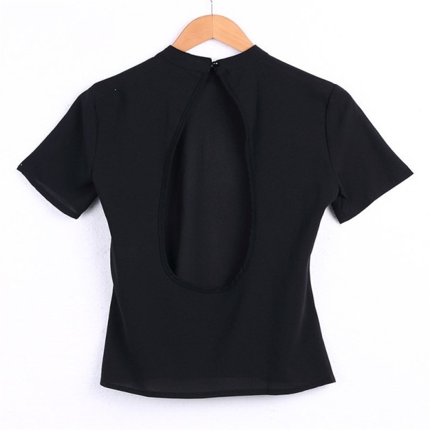 Sort dame-T-shirt med synlig ryg L
