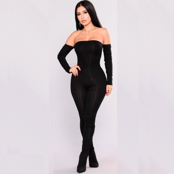 Sort off-shoulder jumpsuit til kvinder XS