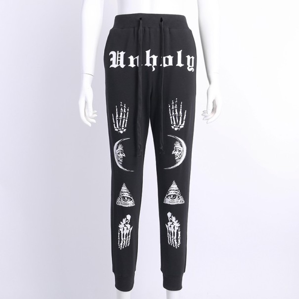 Sorte joggingbukser med print til kvinder XS