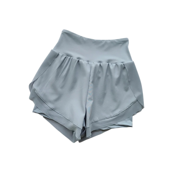 Șorturi sport pentru femei cu elastic și buzunare, unicolor, din nylon și spandex, șorturi elastice funcționale pentru alergare și fitness albastru L