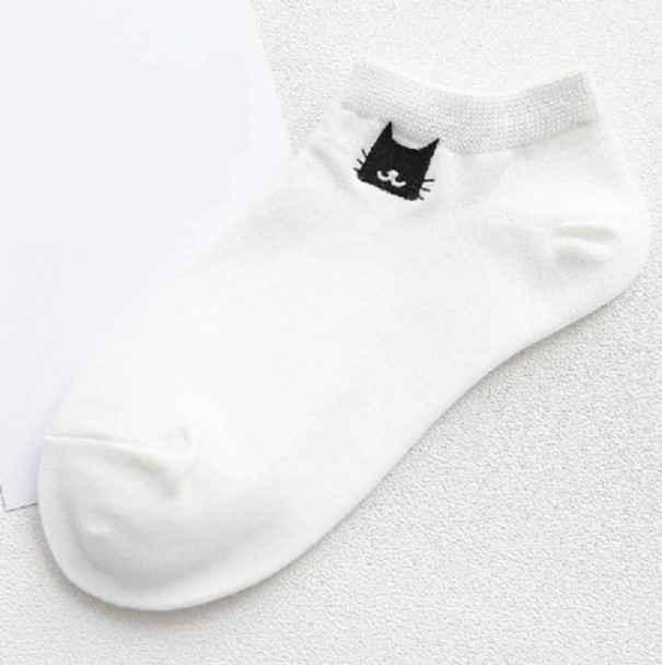 Șosete de damă cu pisică - 3 perechi alb