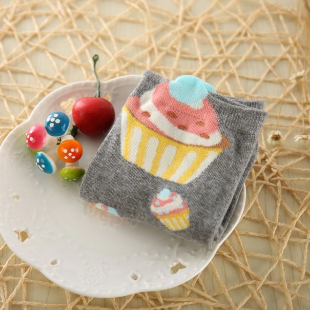 Șosete pentru fete cu cupcakes gri