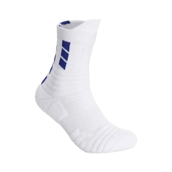 Șosete sport unisex antiderapante, elastice, respirabile, alergare la jumătatea gambei, antrenament de fotbal alb-albastru