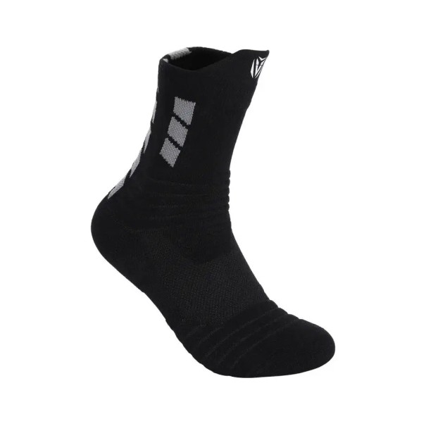 Șosete sport unisex antiderapante, elastice, respirabile, alergare la jumătatea gambei, antrenament de fotbal negru