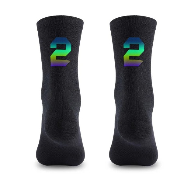 Șosete sport unisex negri profesionali EU 39-46 reflectorizante ciclism în aer liber, nailon respirabil până la genunchi 2
