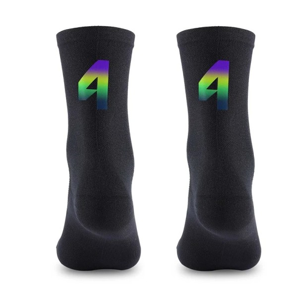 Șosete sport unisex negri profesionali EU 39-46 reflectorizante ciclism în aer liber, nailon respirabil până la genunchi 4