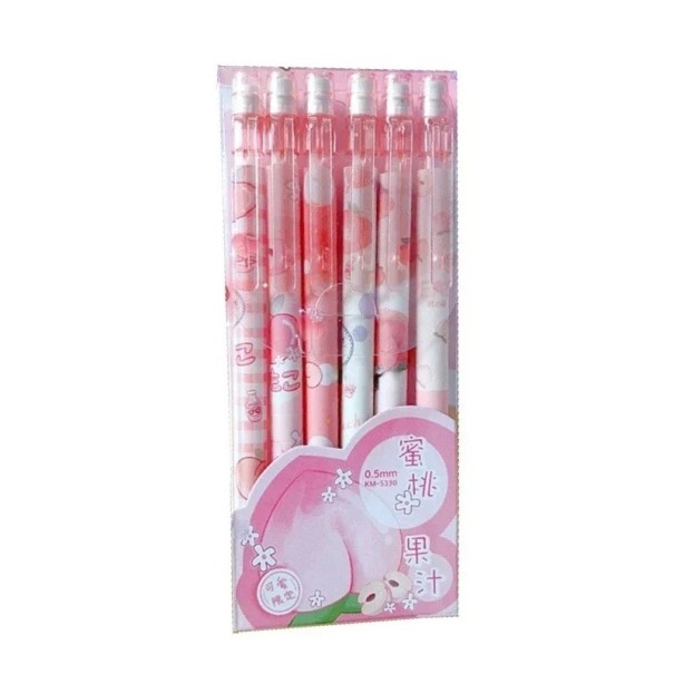 Söt Kawaii Mekaniska Pennor Set 0.5mm 2B Automatiska Pennor Skolmaterial Kontorsmaterial Rosa Design Presentset för Barn 1