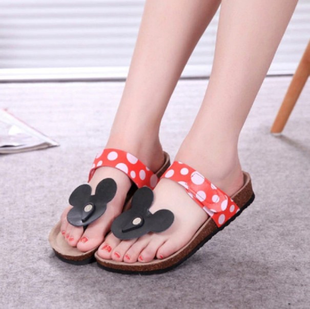 Söta flipflops för kvinnor röd 38