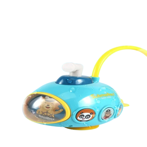 Sottacqua per bambini con doccetta per giocare durante il bagno in colore giallo o blu con ventosa e tubo lungo blu