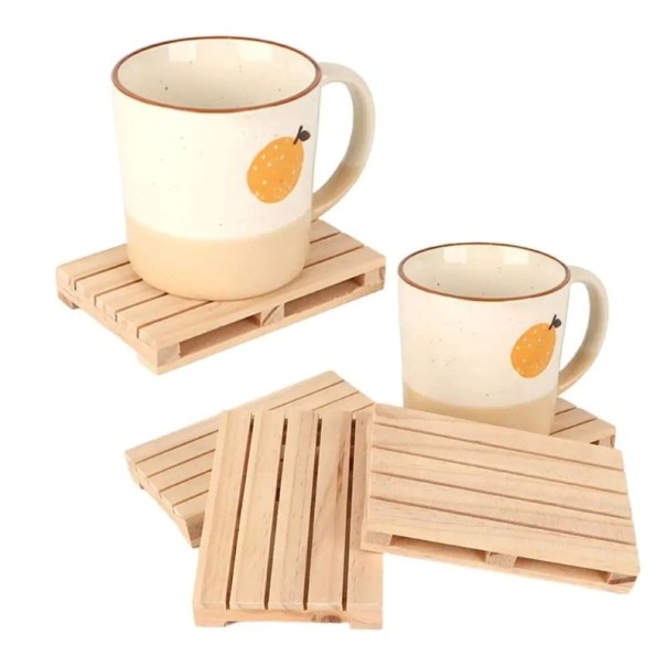 Sottobicchiere in legno a forma di pallet mini design 11,5 × 7,5 × 1,5 cm legno naturale decorativo per whisky cocktail e bevande 1