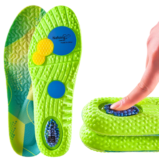 Sottopiedi in gel di colore verde Comfortevole ammortizzazione degli urti Assorbimento del sudore Supporto per i piedi Protezione contro le vesciche Comfort quotidiano 39-40