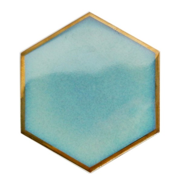 Sous-verre en céramique en forme d'hexagone turquoise