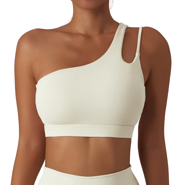 Soutien-gorge de sport à une épaule Top de sport pour l'entraînement avec découpe dans le dos Soutien-gorge de sport avec effet push-up blanc L