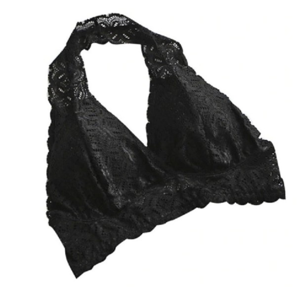Soutien-gorge en dentelle avec bretelles autour du cou J1351 noir
