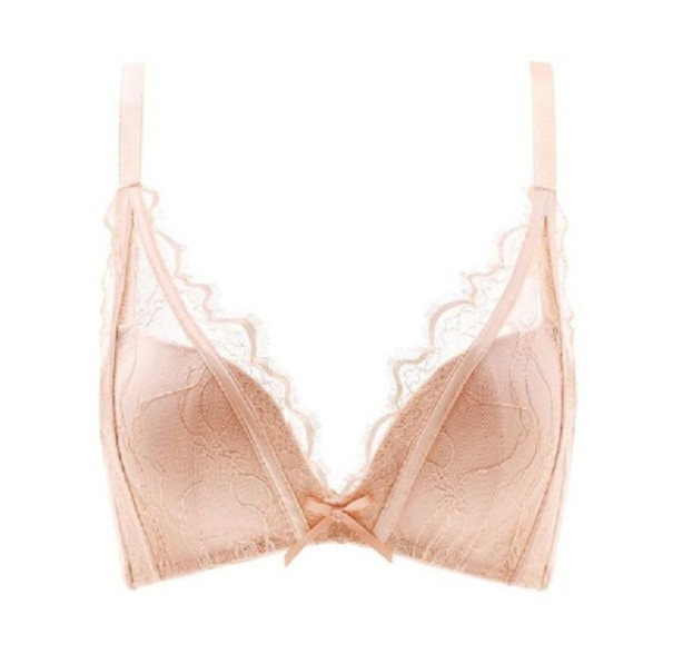 Soutien-gorge en dentelle pour femme avec décolleté beige 70A