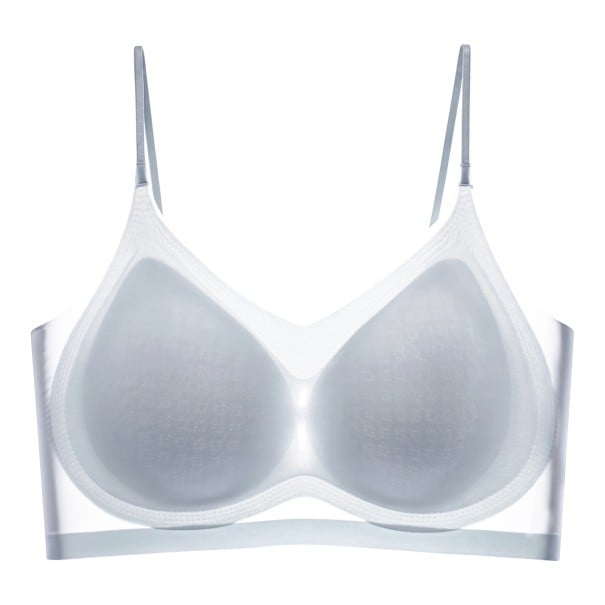 Soutien-gorge féminin léger sans armatures avec décolleté en V et dos bas en U avec fines bretelles et bords lisses pour un usage quotidien bleu L