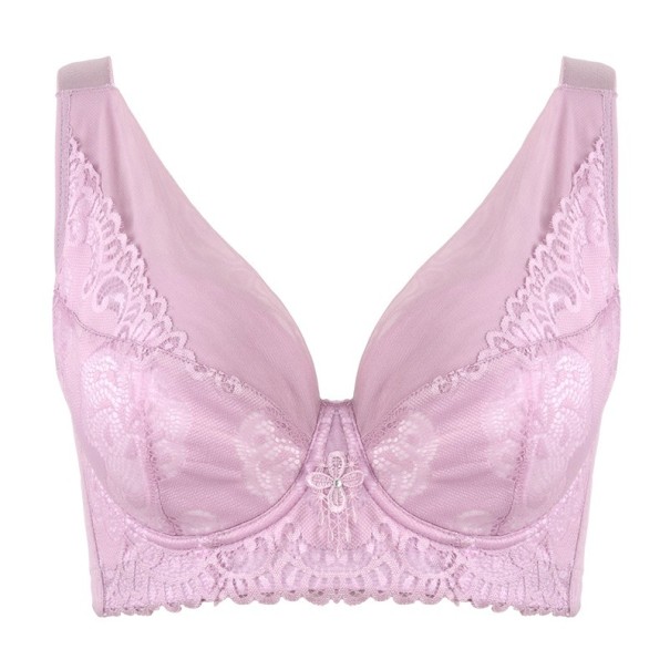 Soutien-gorge rembourré orné de dentelle vieux rose 90F