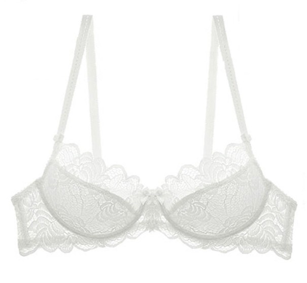 Soutien-gorge semi-armé en dentelle pour femmes blanc 80A