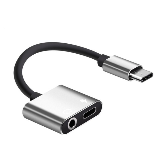 Sovitin USB-C - 3,5 mm:n liitin / USB-C K6 hopeinen